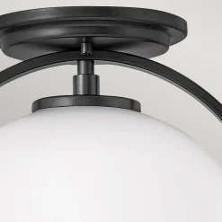 Deckenleuchten|Badezimmer Lampe*Elstead Deckenlampe Metall Glas Ø 28,2 cm rund Schwarz Weiß E27