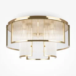Deckenleuchten|Badezimmer Lampe*Maytoni Deckenlampe Metall Glas Ø 65 cm in Gold E14 rund KLARA