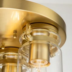 Elstead Deckenlampe Metall Glas B: 28,2 cm in Messing gebürstet E27< Deckenleuchten|Badezimmer Lampe