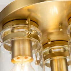 Elstead Deckenlampe Metall Glas B: 28,2 cm in Messing gebürstet E27< Deckenleuchten|Badezimmer Lampe