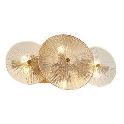 Glaslampen|Designerlampen*Searchlight Deckenlampe Metall Glas B: 40 cm in Messing Bernstein Klar