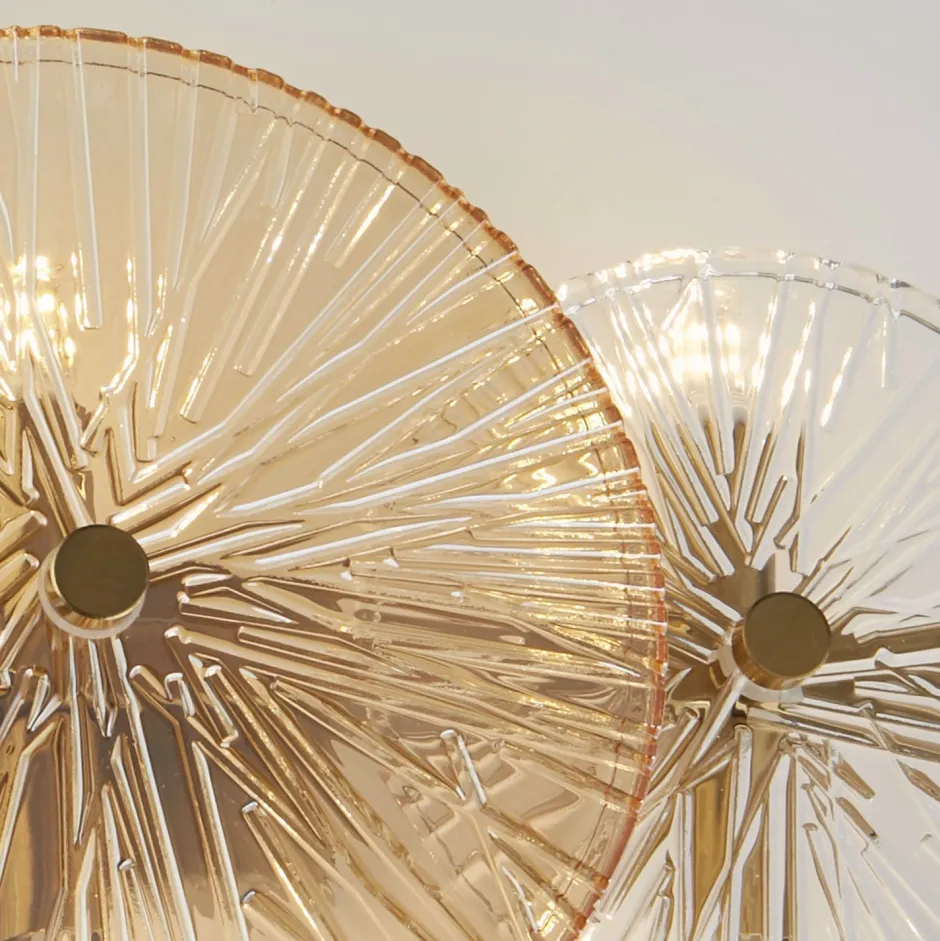 Glaslampen|Designerlampen*Searchlight Deckenlampe Metall Glas B: 40 cm in Messing Bernstein Klar