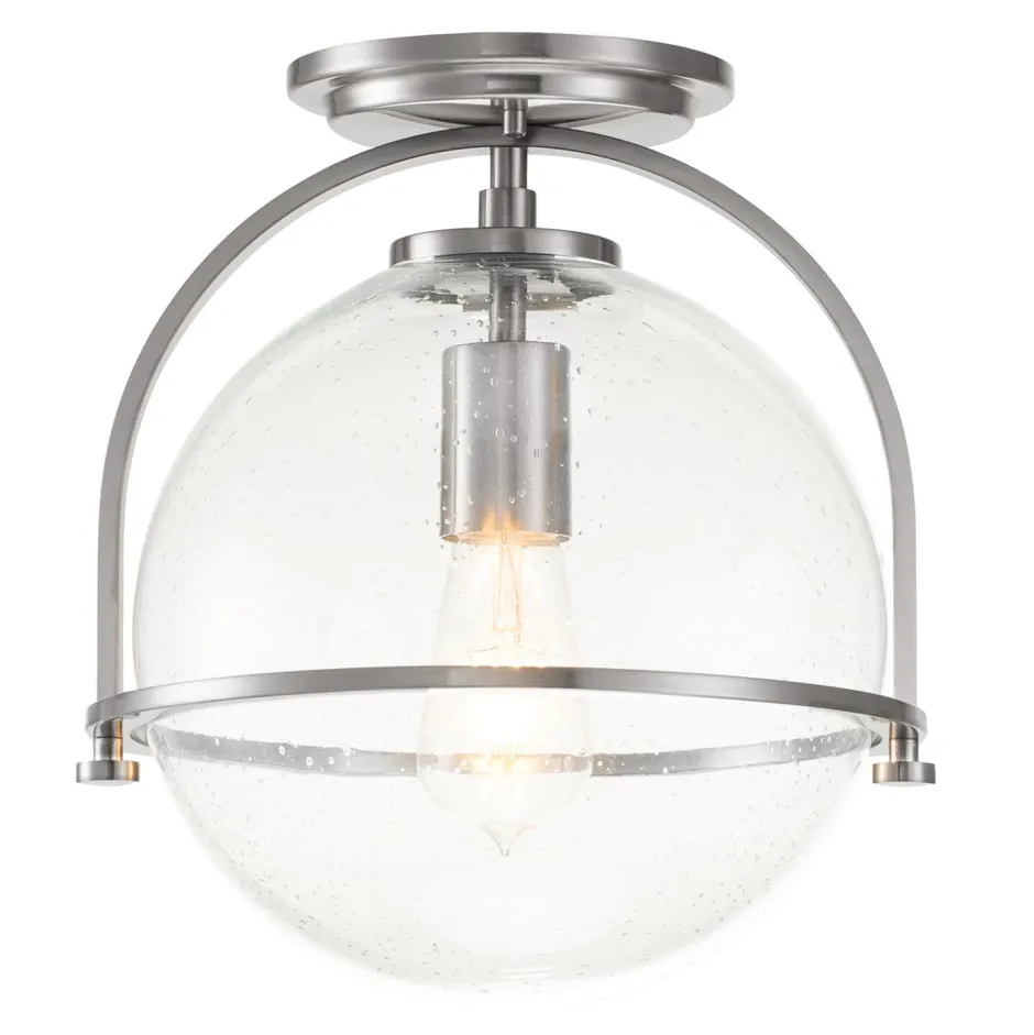 Elstead Deckenlampe Metall Glas D: 28,2 cm rund E27 SAGAR< Deckenleuchten|Badezimmer Lampe