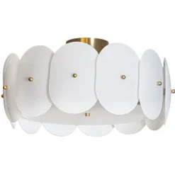 Deckenleuchten|Flurlampen*By Rydéns Deckenlampe Metall Glas E27 D: 53 cm in Messing Weiß rund