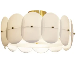 Deckenleuchten|Flurlampen*By Rydéns Deckenlampe Metall Glas E27 D: 53 cm in Messing Weiß rund