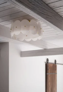 Deckenleuchten|Flurlampen*By Rydéns Deckenlampe Metall Glas E27 D: 53 cm in Messing Weiß rund