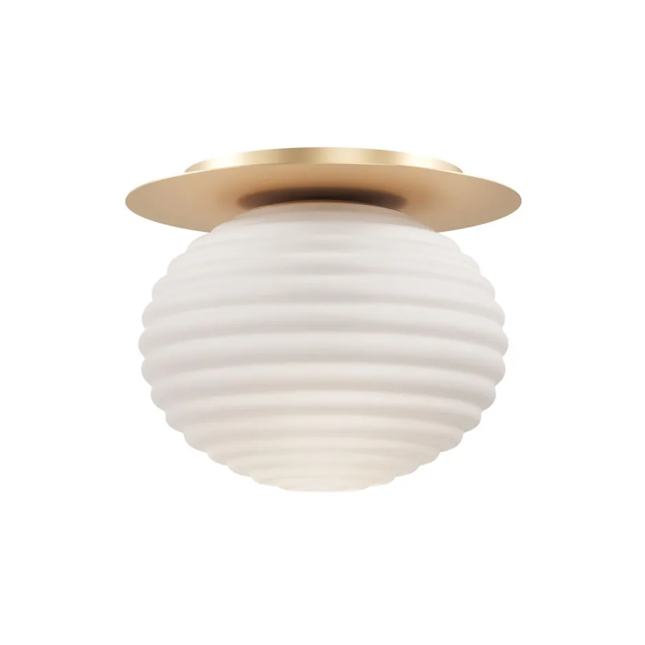 Maytoni Deckenlampe Metall Glas E27 D: 35 cm rund in Gold Weiß< Deckenleuchten|Badezimmer Lampe