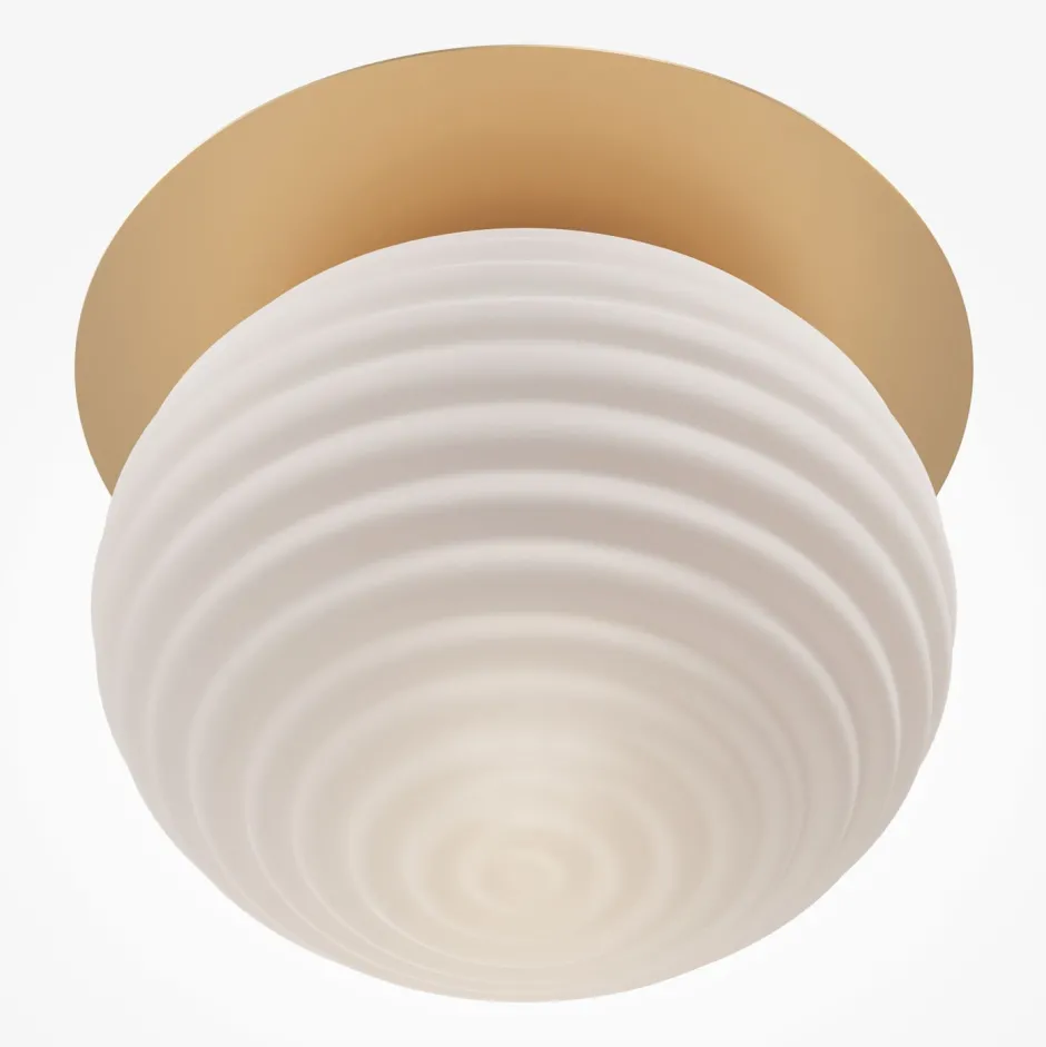 Maytoni Deckenlampe Metall Glas E27 D: 35 cm rund in Gold Weiß< Deckenleuchten|Badezimmer Lampe