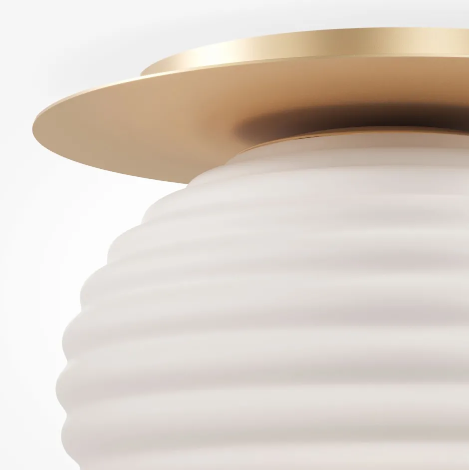 Maytoni Deckenlampe Metall Glas E27 D: 35 cm rund in Gold Weiß< Deckenleuchten|Badezimmer Lampe