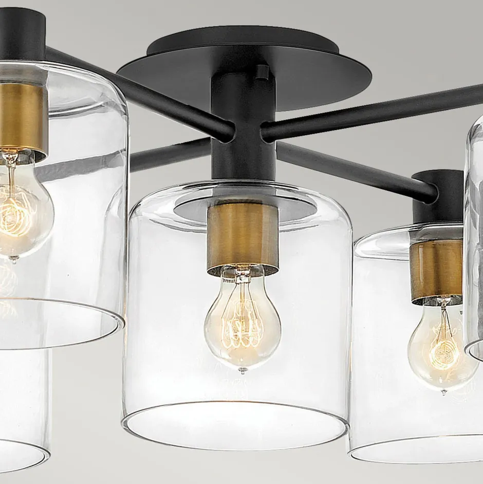 Deckenleuchten|Badezimmer Lampe*Elstead Deckenlampe Metall Glas E27 80,8 cm breit Vintage KAIRO