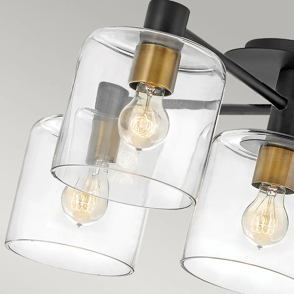 Deckenleuchten|Badezimmer Lampe*Elstead Deckenlampe Metall Glas E27 80,8 cm breit Vintage KAIRO