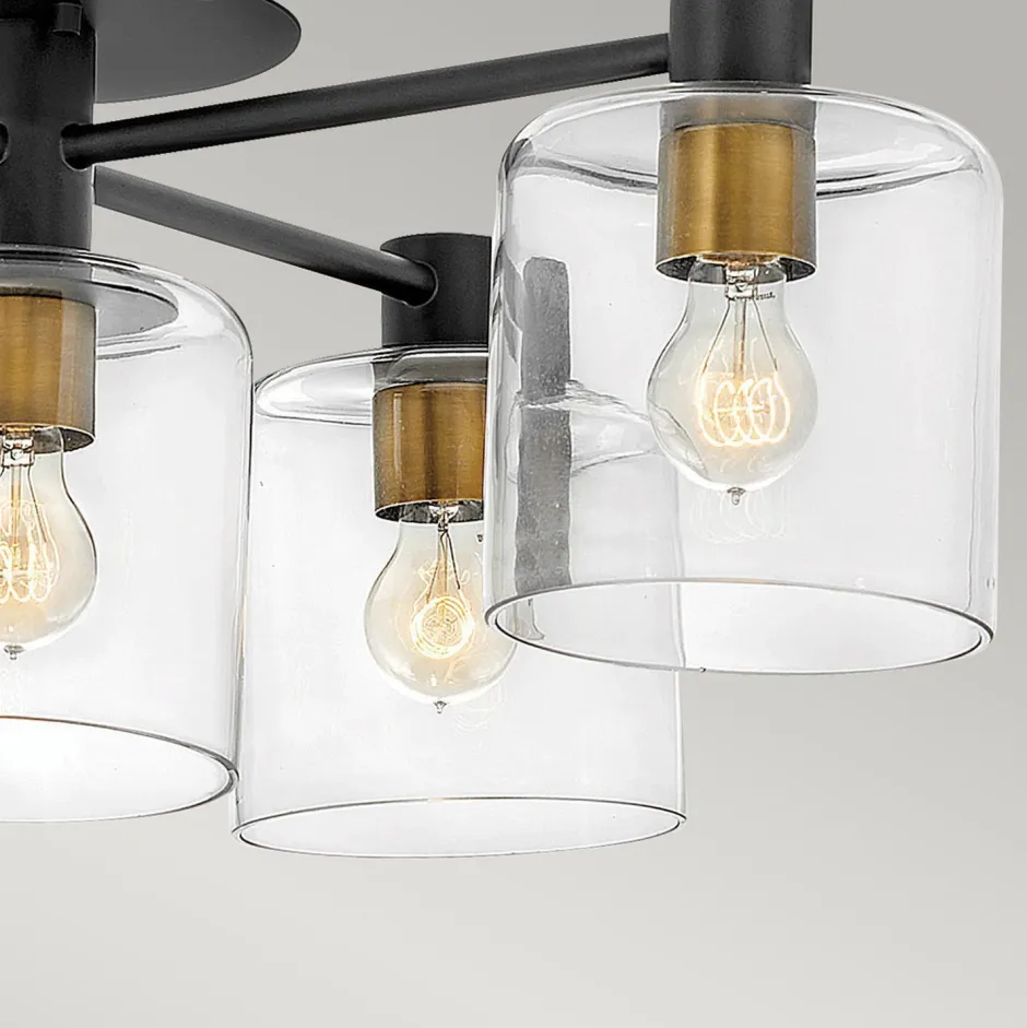 Deckenleuchten|Badezimmer Lampe*Elstead Deckenlampe Metall Glas E27 80,8 cm breit Vintage KAIRO