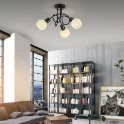 Just Light Deckenlampe Metall Glas L:38 cm inkl E14 dekorativ< Deckenleuchten|Flurlampen