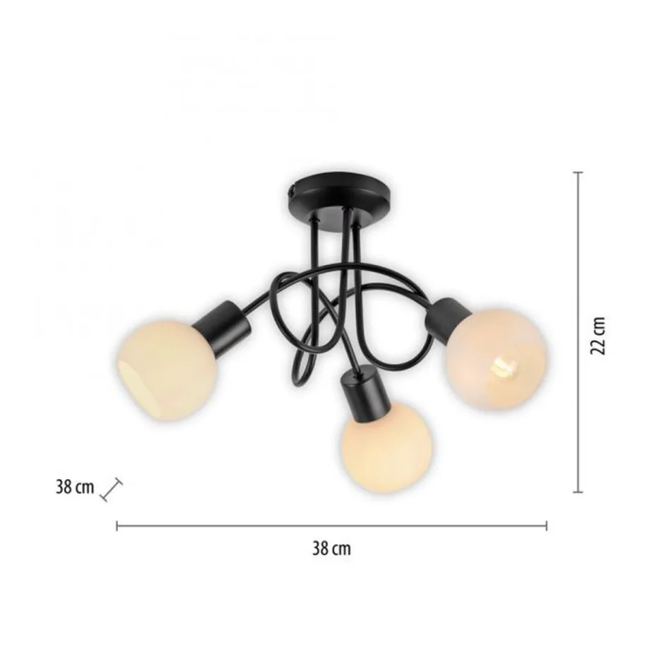 Just Light Deckenlampe Metall Glas L:38 cm inkl E14 dekorativ< Deckenleuchten|Flurlampen