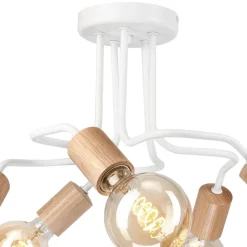 Deckenleuchten|Flurlampen*Lamkur Deckenlampe Metall Holz Weiß 5-flammig E27 B: 44 cm Retro