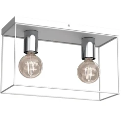 Deckenleuchten|Flurlampen*Luminex Deckenlampe Metall in Weiß Chrom L:34 cm E27 Industrial