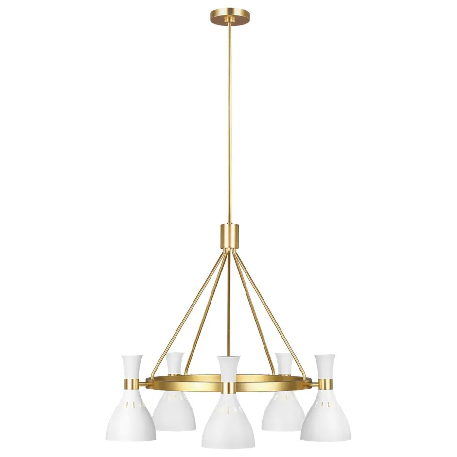 Elstead Deckenlampe Metall in Weiß Messing Ø81cm Retro< Deckenleuchten|Retro Lampen