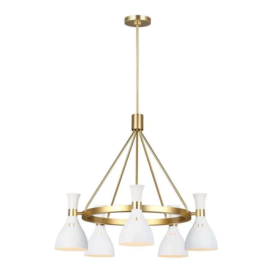 Elstead Deckenlampe Metall in Weiß Messing Ø81cm Retro< Deckenleuchten|Retro Lampen