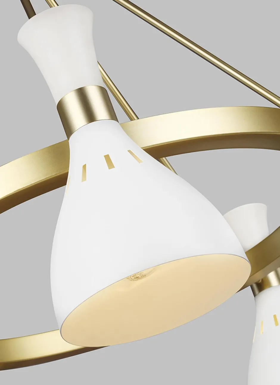 Elstead Deckenlampe Metall in Weiß Messing Ø81cm Retro< Deckenleuchten|Retro Lampen