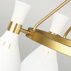 Elstead Deckenlampe Metall in Weiß Messing Ø81cm Retro< Deckenleuchten|Retro Lampen