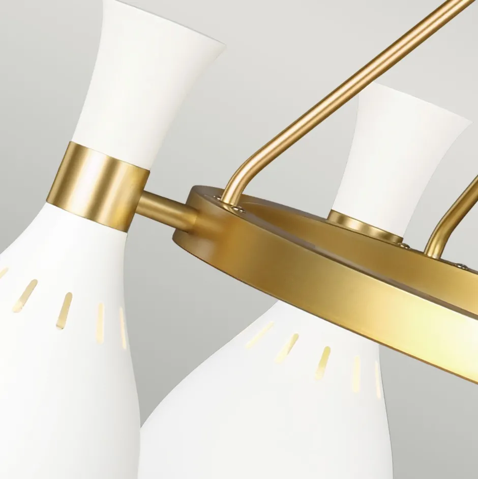 Elstead Deckenlampe Metall in Weiß Messing Ø81cm Retro< Deckenleuchten|Retro Lampen