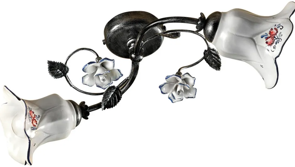 Wohnzimmerlampen|Keramiklampen*Ferroluce Deckenlampe Metall Keramik E14 2-flammig Landhaus