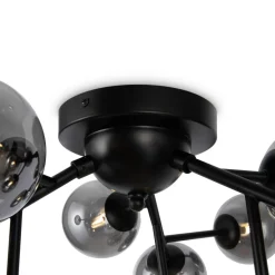 Deckenleuchten|Badezimmer Lampe*Maytoni Deckenlampe Metall Rauchglas B: 60 cm Schwarz G9 Modern