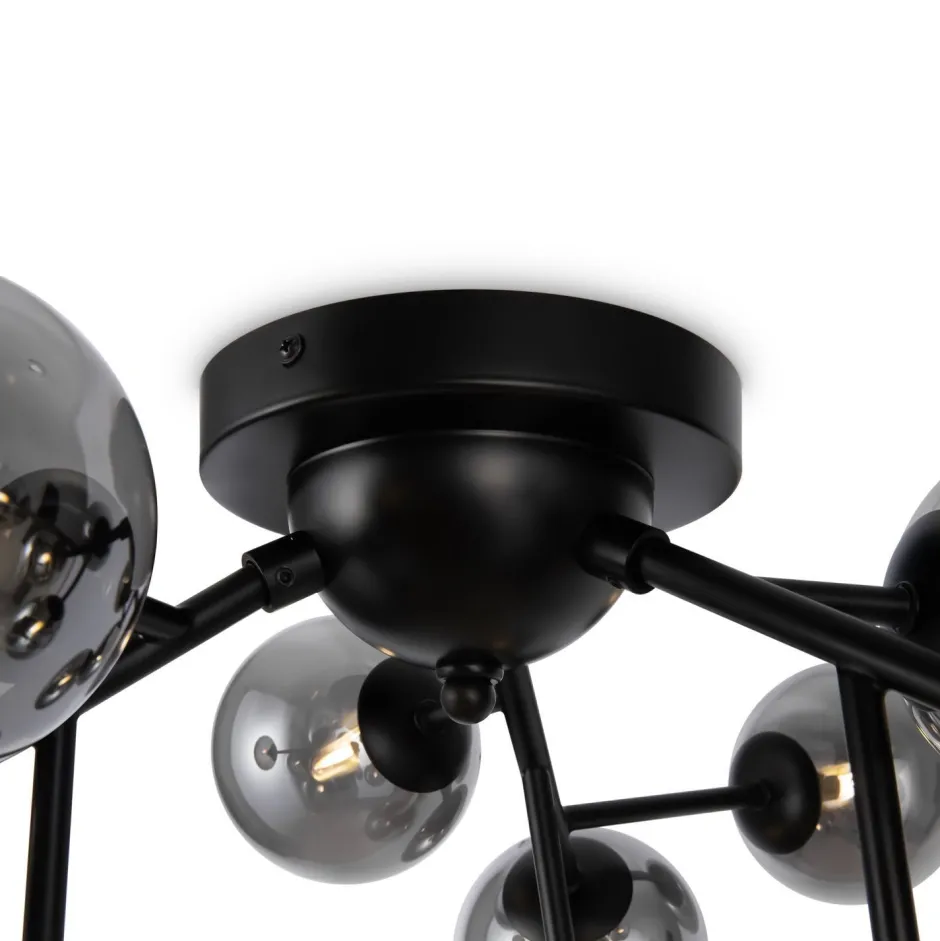 Deckenleuchten|Badezimmer Lampe*Maytoni Deckenlampe Metall Rauchglas B: 60 cm Schwarz G9 Modern