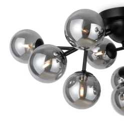 Deckenleuchten|Badezimmer Lampe*Maytoni Deckenlampe Metall Rauchglas B: 60 cm Schwarz G9 Modern