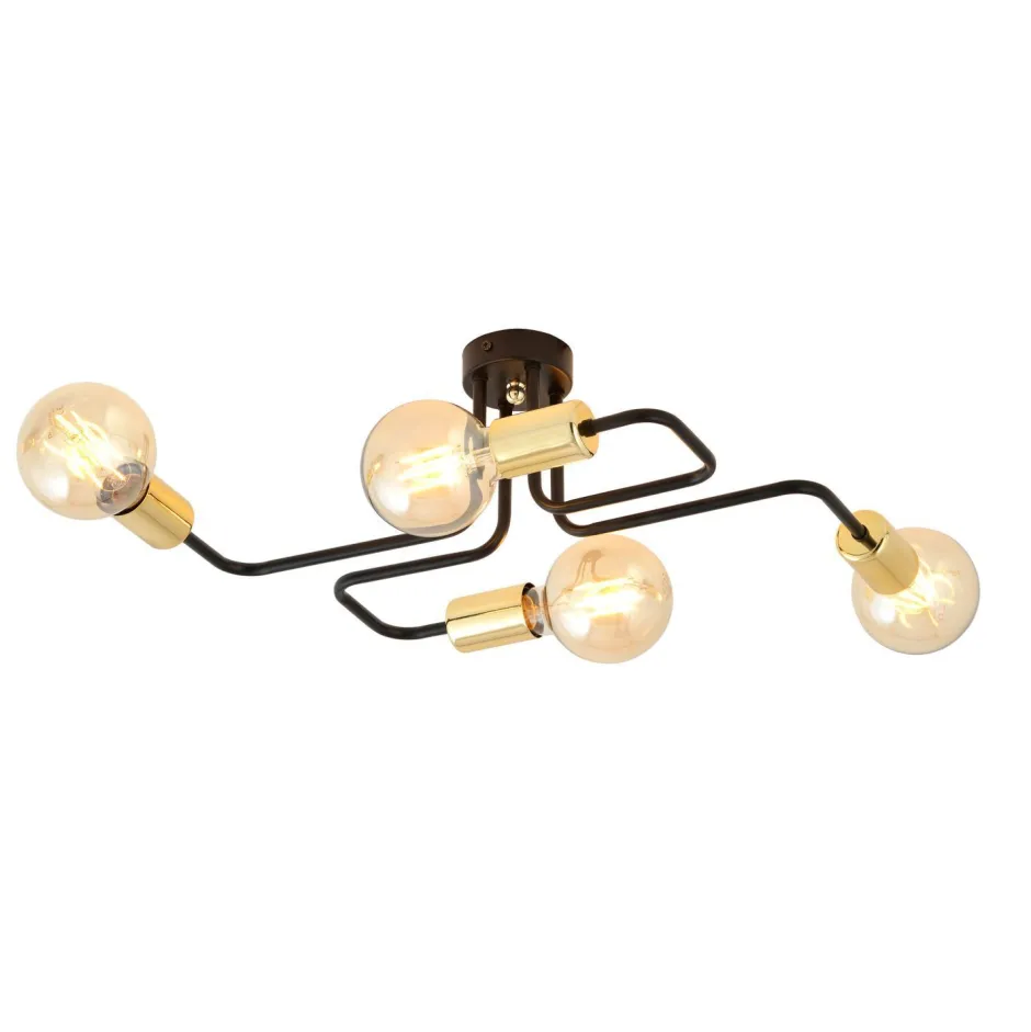 Emibig Deckenlampe Metall Schwarz Gold 4-flammig NIELS< Deckenleuchten|Flurlampen