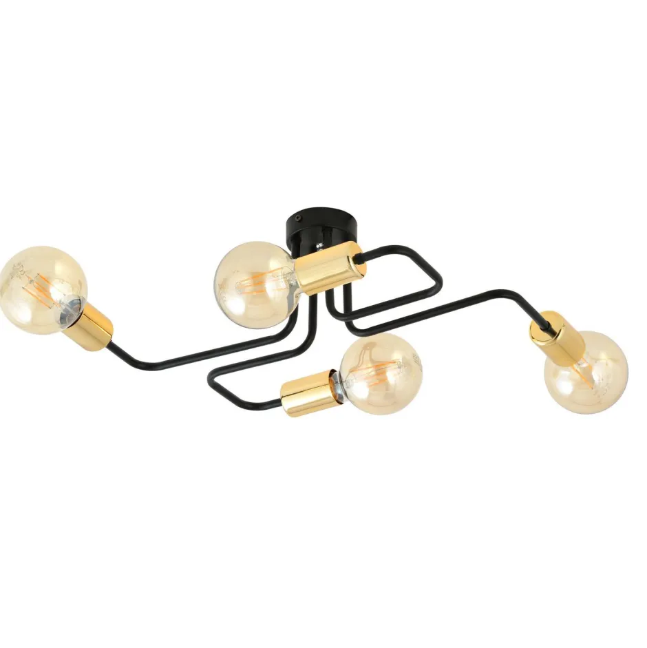 Emibig Deckenlampe Metall Schwarz Gold 4-flammig NIELS< Deckenleuchten|Flurlampen