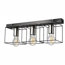 Lamkur Deckenlampe Metall Schwarz Chrom 50 cm lang 3-flammig E27< Deckenleuchten|Flurlampen
