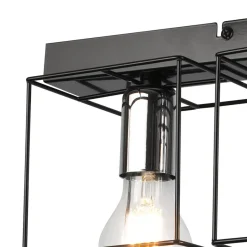 Lamkur Deckenlampe Metall Schwarz Chrom 50 cm lang 3-flammig E27< Deckenleuchten|Flurlampen