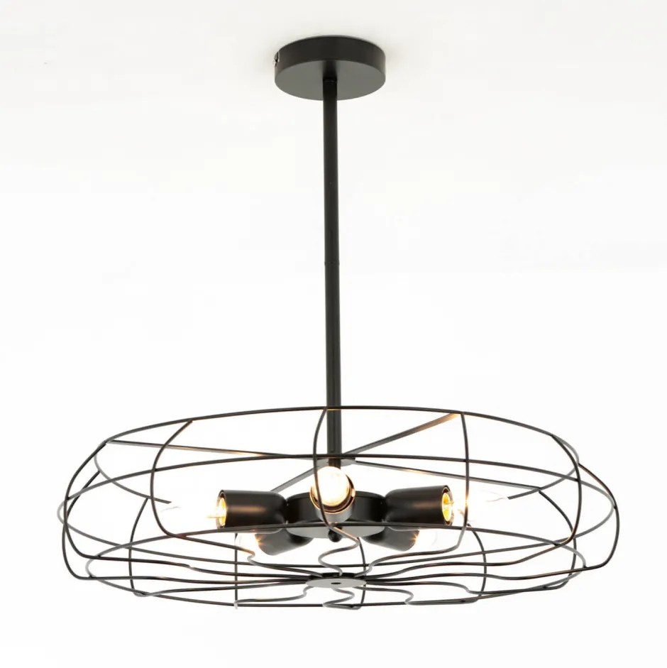 Easylight Deckenlampe Metall Schwarz Ø 56 cm 5x E27 Retro< Wohnzimmerlampen|Deckenleuchten