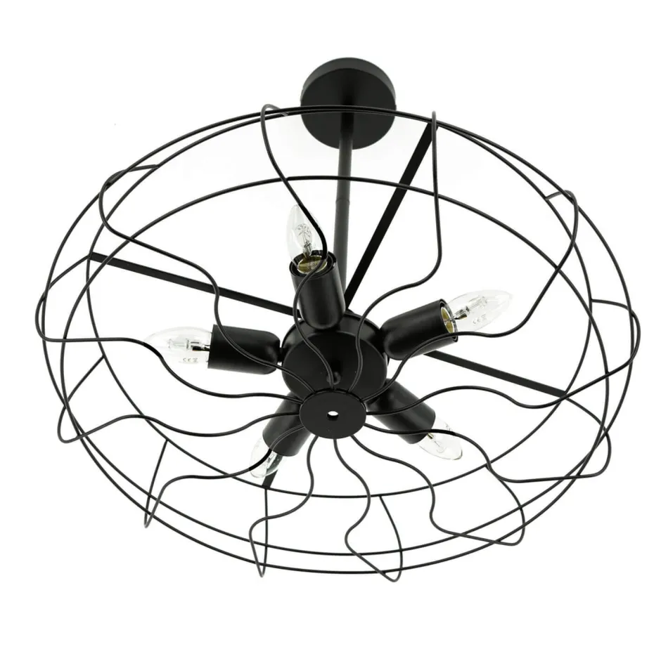 Easylight Deckenlampe Metall Schwarz Ø 56 cm 5x E27 Retro< Wohnzimmerlampen|Deckenleuchten