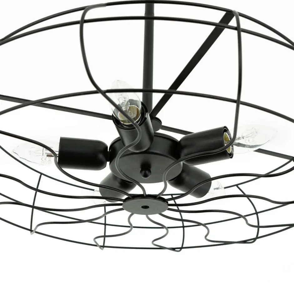 Easylight Deckenlampe Metall Schwarz Ø 56 cm 5x E27 Retro< Wohnzimmerlampen|Deckenleuchten