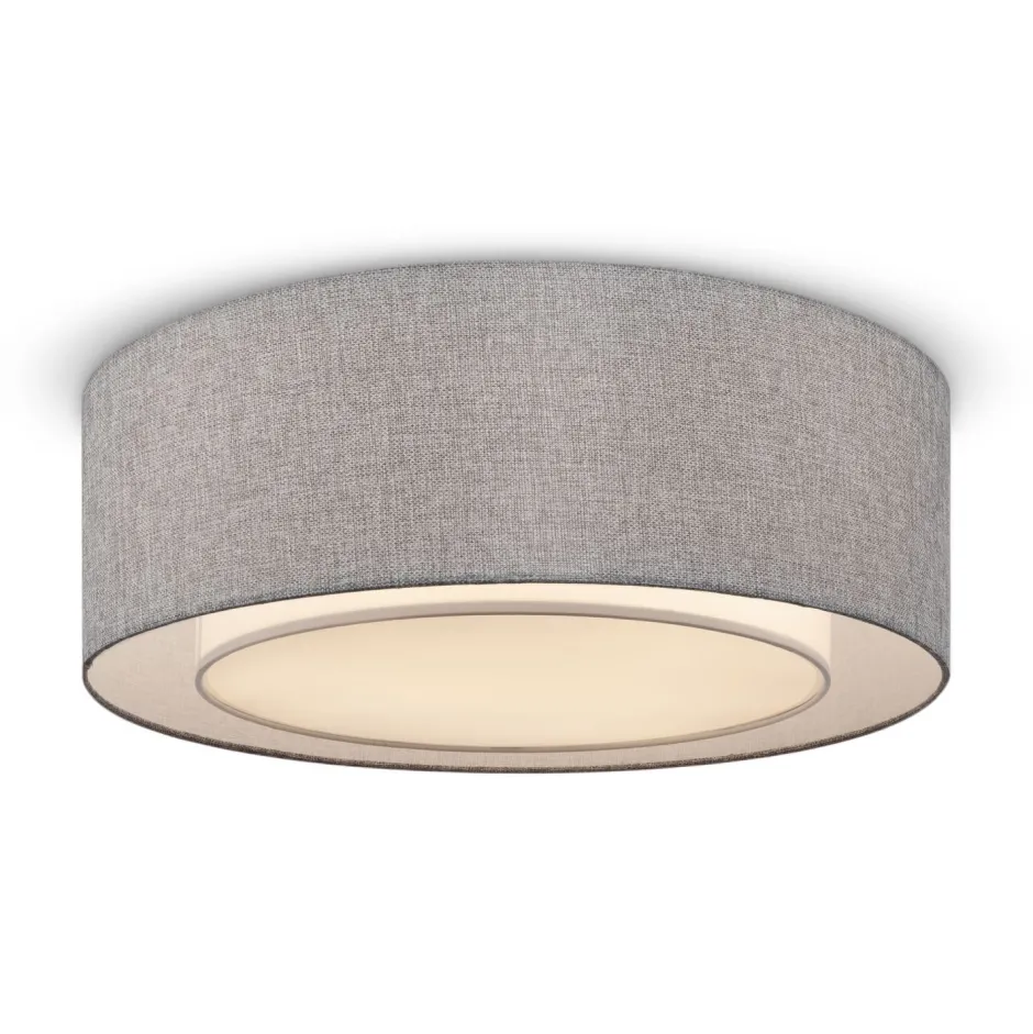 Maytoni Deckenlampe Metall Stoff E27 Ø 52 cm Chrom Grau rund< Deckenleuchten|Flurlampen