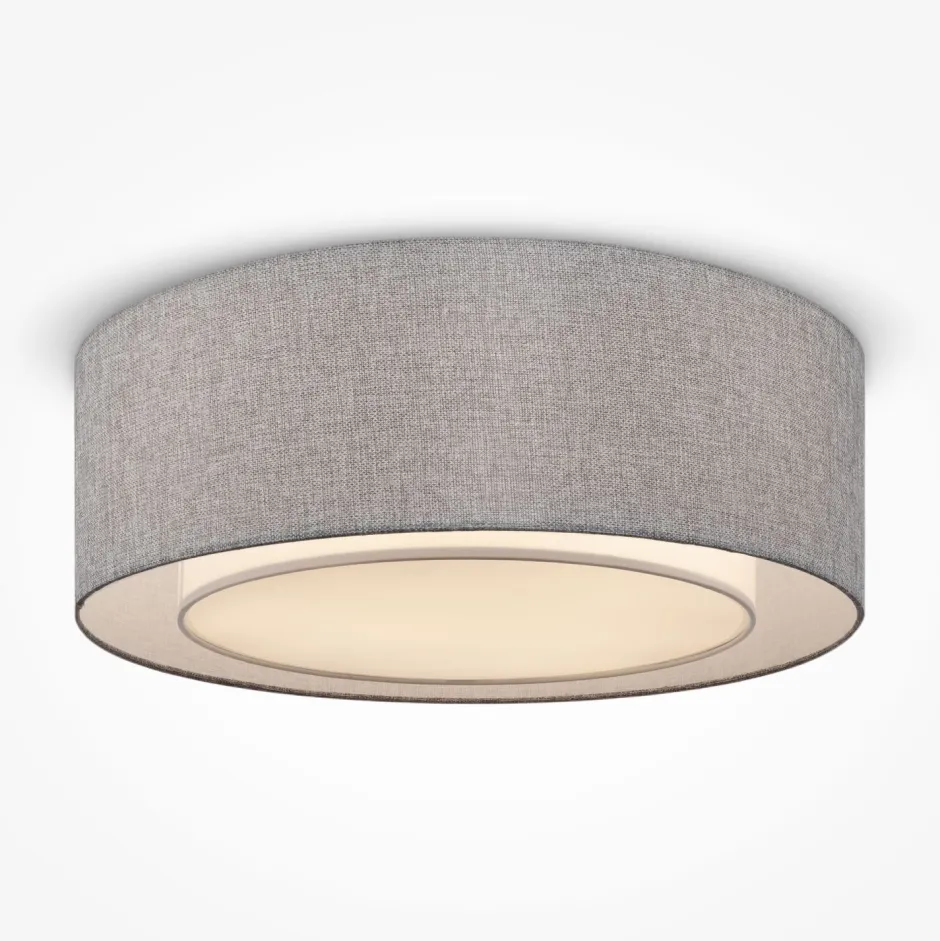 Maytoni Deckenlampe Metall Stoff E27 Ø 52 cm Chrom Grau rund< Deckenleuchten|Flurlampen