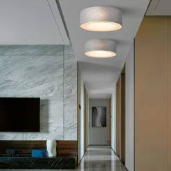 Maytoni Deckenlampe Metall Stoff E27 Ø 52 cm Chrom Grau rund< Deckenleuchten|Flurlampen