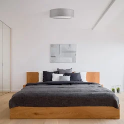 Maytoni Deckenlampe Metall Stoff E27 Ø 52 cm Chrom Grau rund< Deckenleuchten|Flurlampen