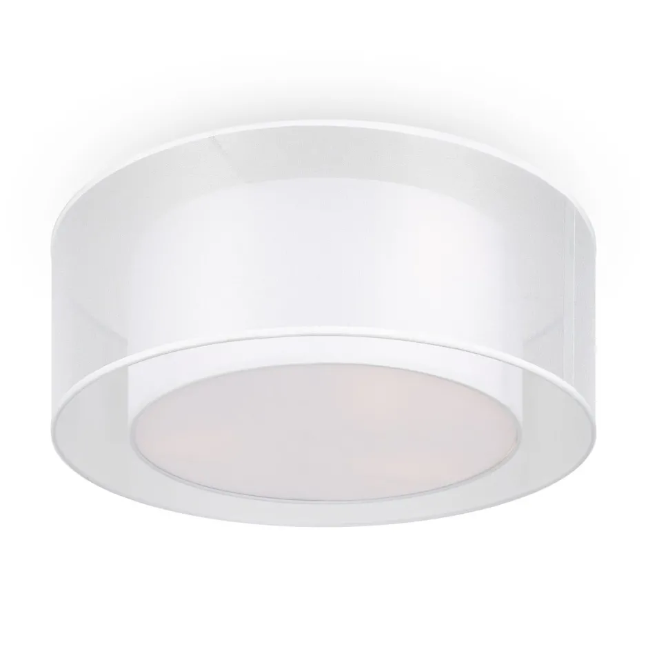 Maytoni Deckenlampe Metall Stoff E27 rund D: 52 cm Weiß Modern< Deckenleuchten|Flurlampen