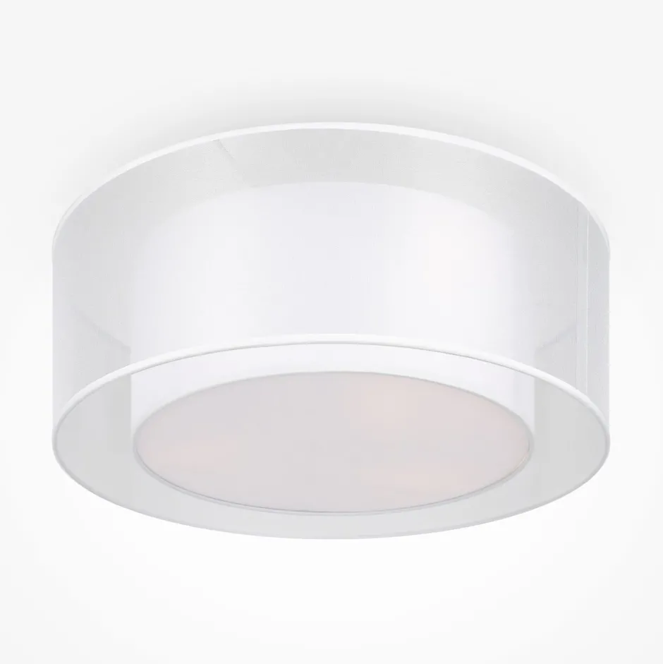 Maytoni Deckenlampe Metall Stoff E27 rund D: 52 cm Weiß Modern< Deckenleuchten|Flurlampen