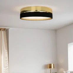 TK Lighting Deckenlampe Metall Stoff rund Ø 60 cm Schwarz Gold< Stofflampen|Moderne Lampen