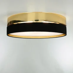 TK Lighting Deckenlampe Metall Stoff rund Ø 60 cm Schwarz Gold< Stofflampen|Moderne Lampen