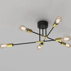 Deckenleuchten|Flurlampen*Luminex Deckenlampe Metall Vintage E27 Schwarz Gold AQUIB