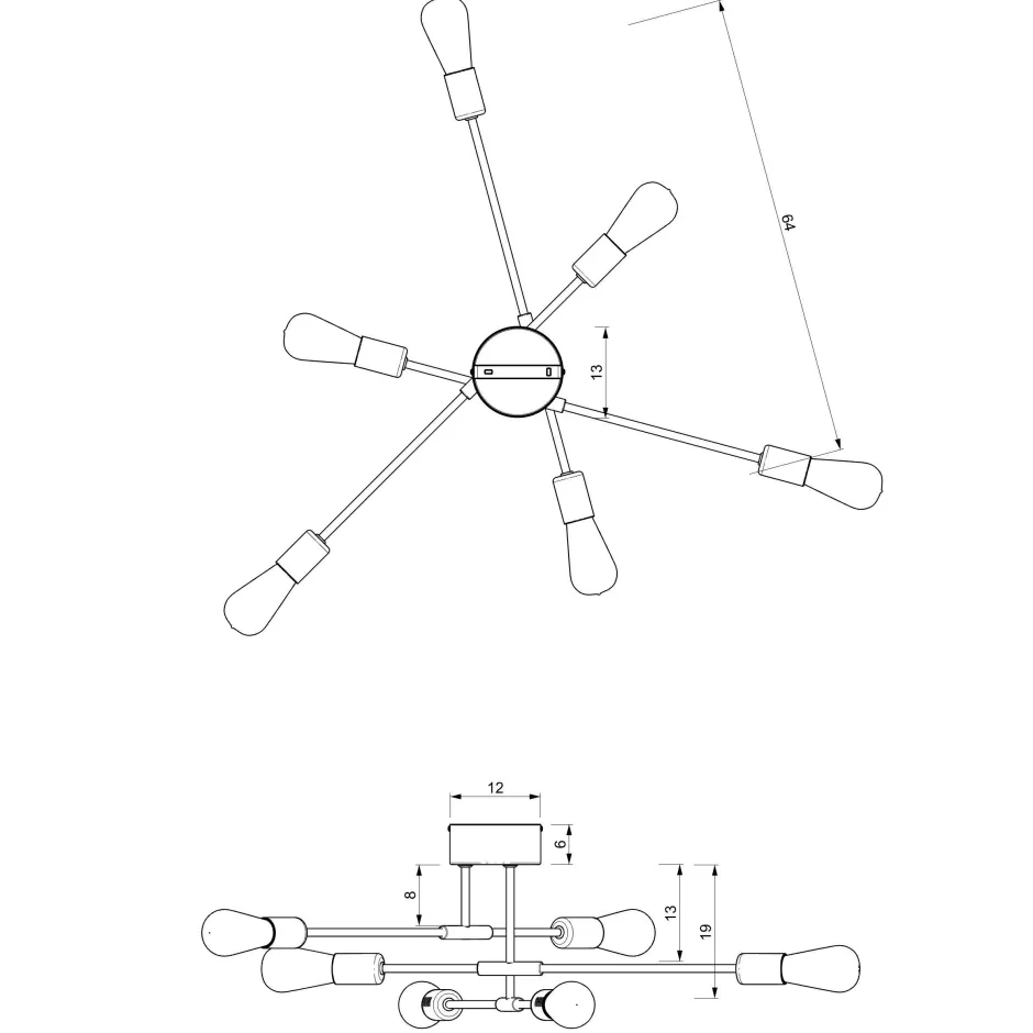 Deckenleuchten|Flurlampen*Luminex Deckenlampe Metall Vintage E27 Schwarz Gold AQUIB