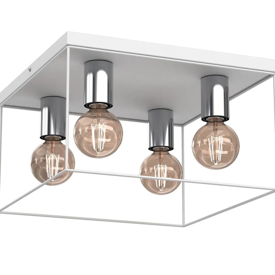 Deckenleuchten|Flurlampen*Luminex Deckenlampe Metall Weiß Chrom L:34 cm E27 Industrial