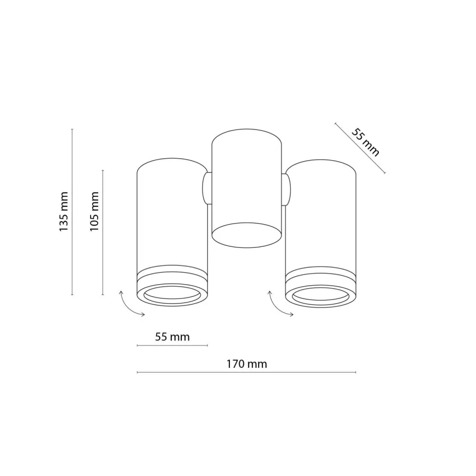 TK Lighting Deckenlampe Metall Weiß verstellbar L: 17 cm GU10 2-flammig< Flurlampen|Bürolampen