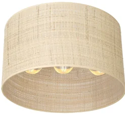 Luminex Deckenlampe Rattan Metall Ø40 cm E27 Loft Schwarz Natur< Deckenleuchten|Flurlampen