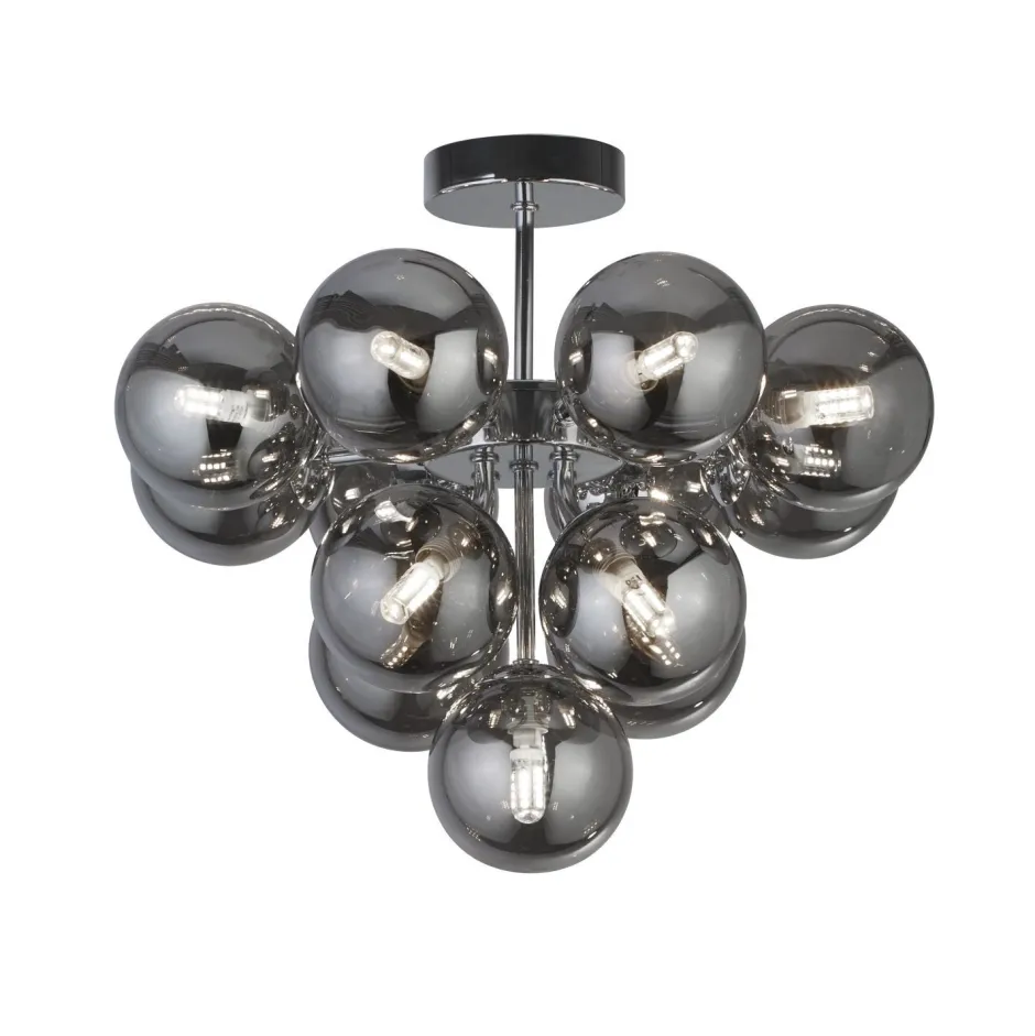 Deckenleuchten|Esszimmer Lampen*Searchlight Deckenlampe Rauchglas Ø 41 cm 13x G9 Grau Chrom CARTER